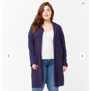 Stripped blue cardigan.